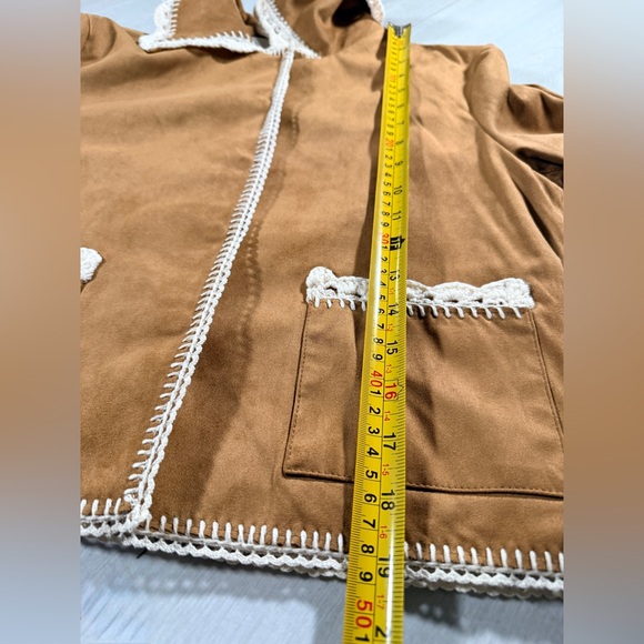 NWT Bagatelle Collection Crochet Trim Jacket Caramel Size XS - Picture 11 of 12
